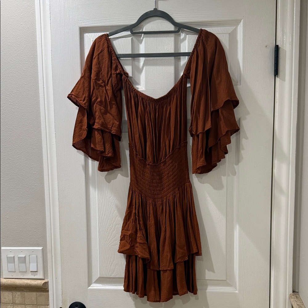 Forever 21 Brown Ruffle Mini Dress